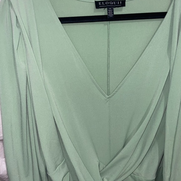 Eloquii Women's Green Long Sleeve Maxi V-Neck Cross Front W/Tie Belt Sz… - Picture 12 of 15